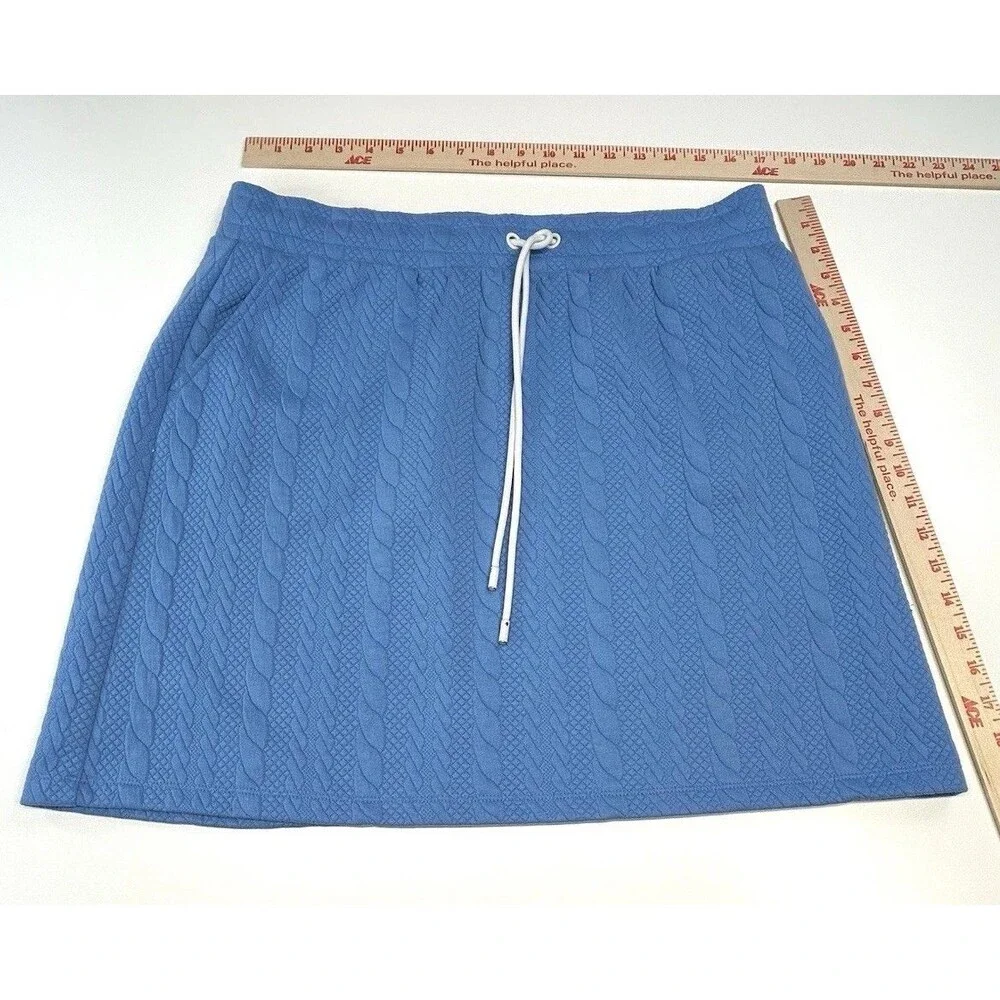 T by Talbots Women's L Cable Jacquard Skirt Drawstring Pockets